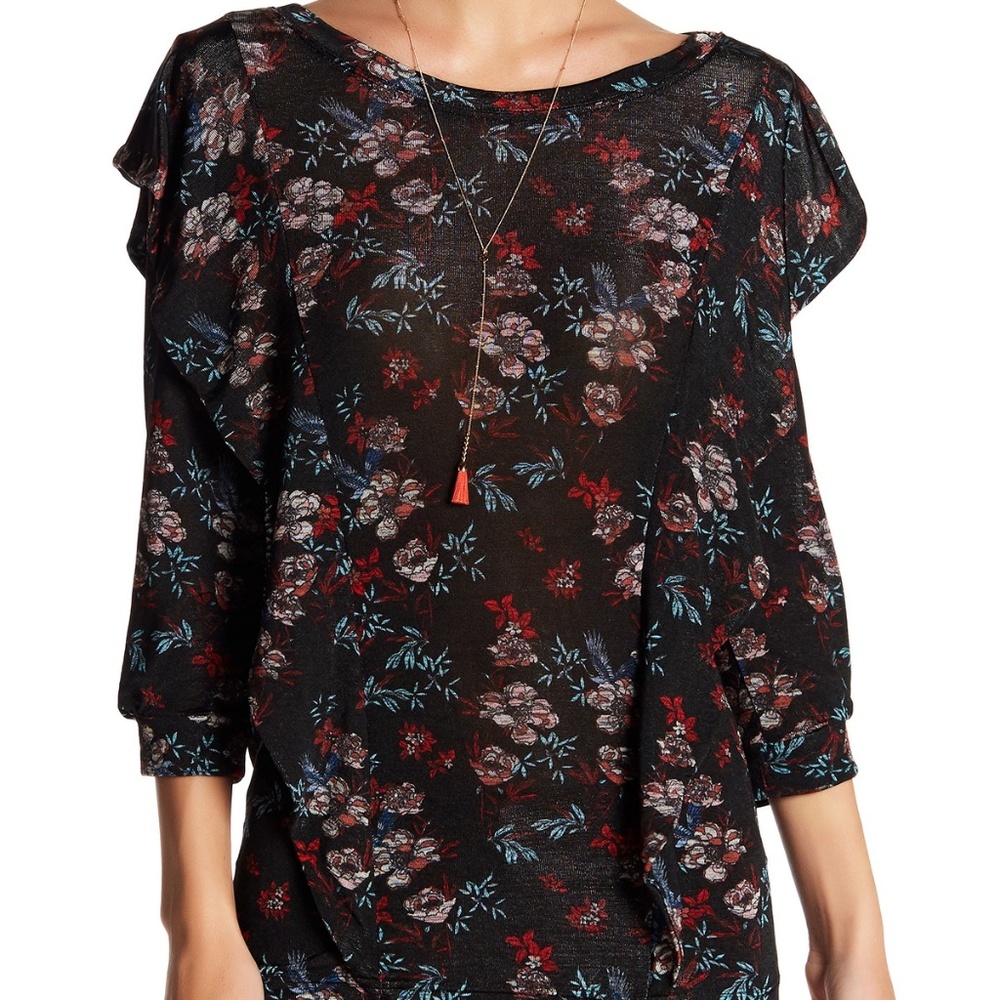 Dock Street Top/Blouse with a draped ruffle trim